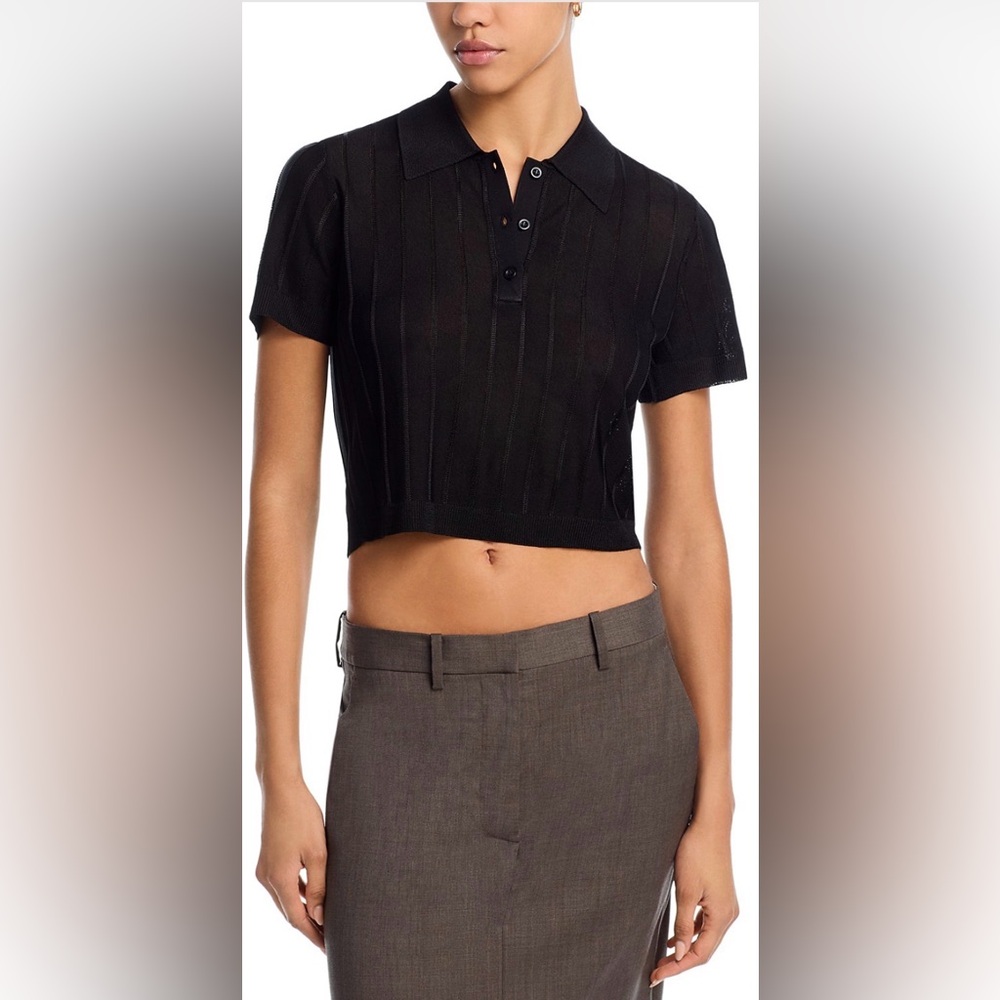 Frame Denim Black Ribbed Polo